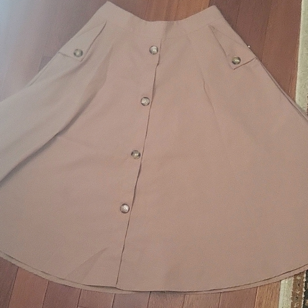 Shein Tan Button Down Midi Skirt